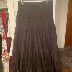 New Directions Black Tiered Maxi Skirt